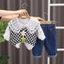 Lapel Shirt Long Sleeve Suit Plaid Sweater Vest Three Piece Set